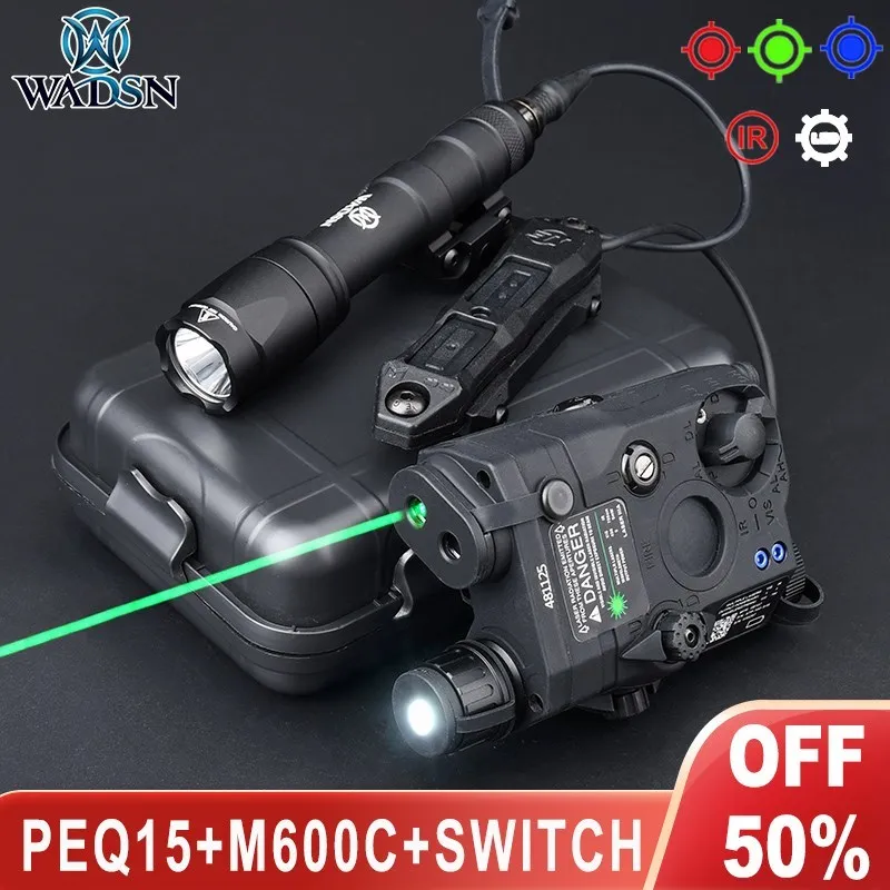 Wadsn Red Green Blue Dot PEQ15 Laser IR M600 Tactical Flashlight Dual Function Remote Pressure Switch PEQ Hunting Scout light