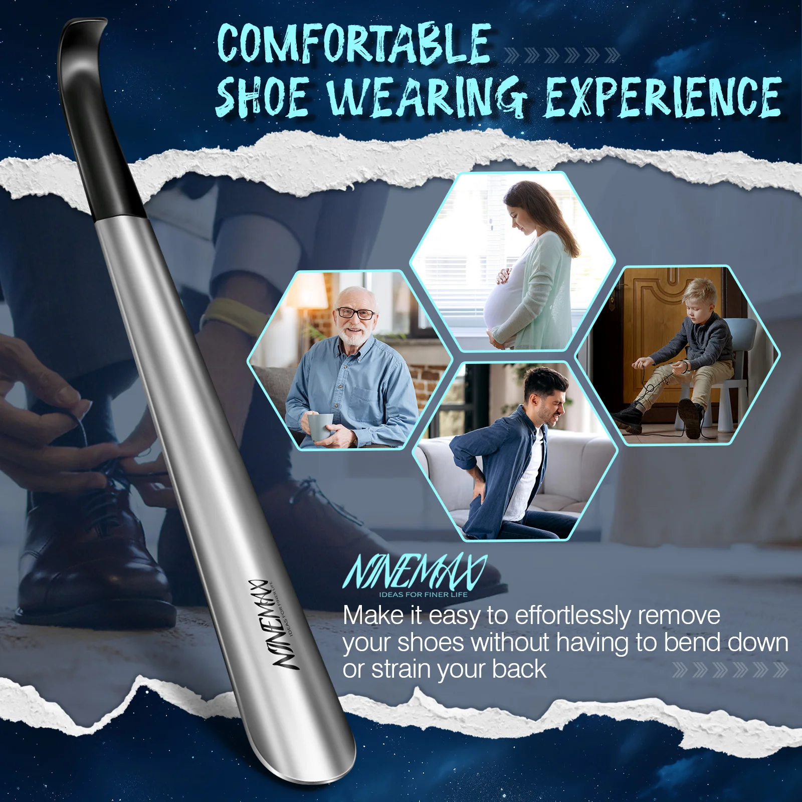 โลหะฮอร์นรองเท้ายาวผู้ชายผู้หญิงยาวแตรรองเท้าทนทานรองเท้ายืดหยุ่นยาวพิเศษรองเท้า Lifter 2 ชิ้น