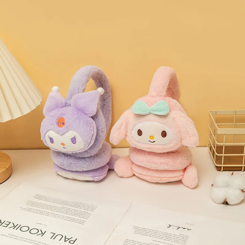 Cute cartoon winter girl crying Kemi student riding bike earmuffs anti-freeze and anti-chill plush ear covers ear warmers