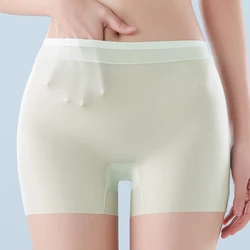 Women's Summer Panties Ice Silk Underwear Lingerie Large Size Thin Boyshorts Female Seamless Under The Skirt Safety Short Pants