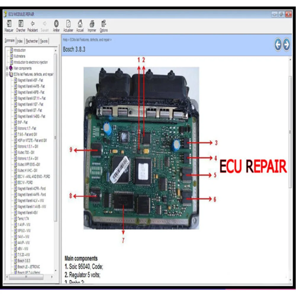 ECU Repair Software Fix Common Fault Immo Location Contains The Description Location Of The Component ECUs And Pinout Component