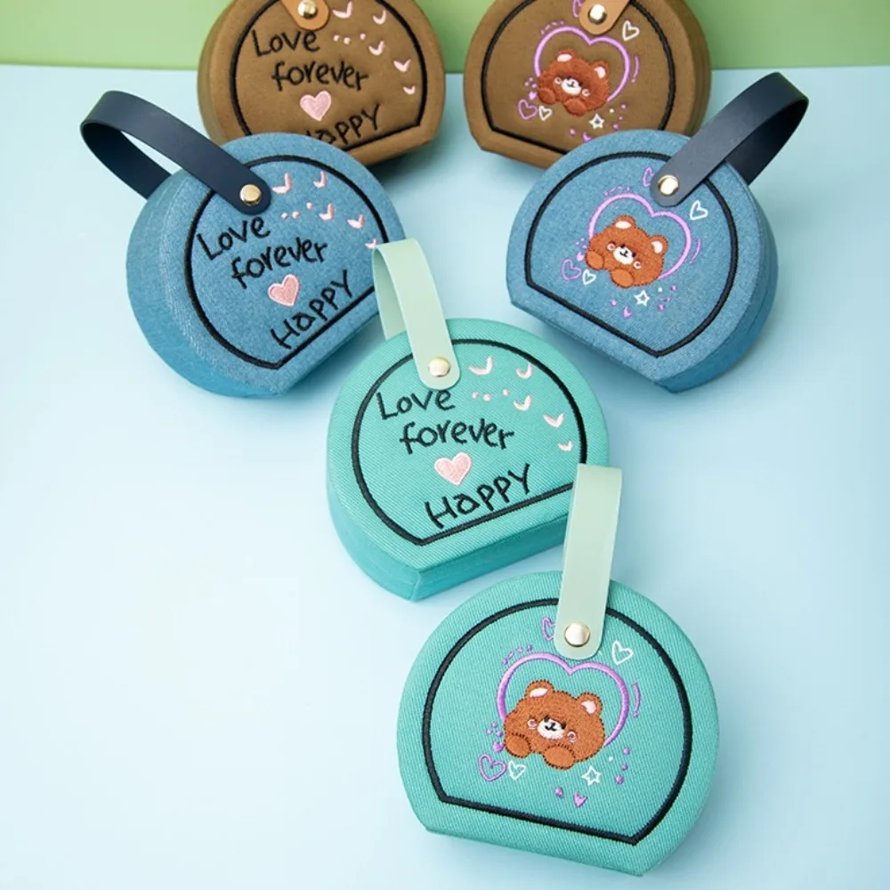 Gestickte Schmuck-Aufbewahrungsbox, Ohrringe, Organizer, Reise, tragbare Handtasche, Schmuck-Display, staubdichte Geschenkverpackung