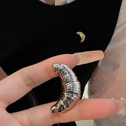 1/2pcs Croissant Enamel Brooches Women Girls Silver Alloy Buckles Fixed Clothes Waist Pin Vintage Jewelry Accessories Gifts