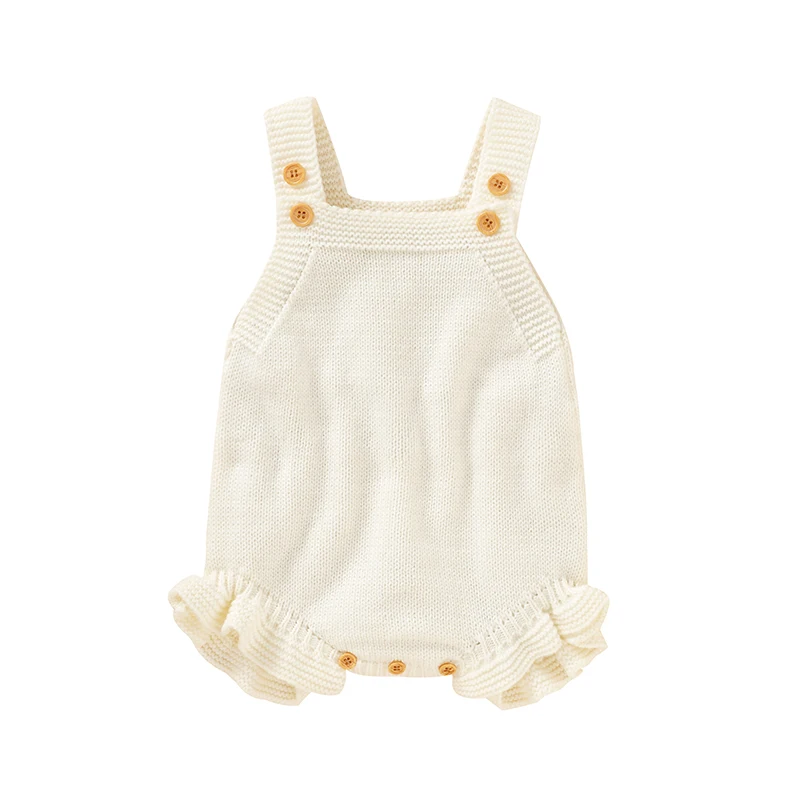 Knitted Acrylic Spaghetti Straps Sleeveless Baby Girls Summer Rompers Portable Infant Jumpsuit Toddler Bodysuit For 0-18 Months