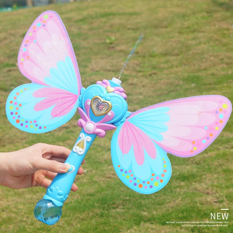 Cartoon Love Butterfly Electric Bubble Machine Kids Outdoor Bubble Blowing Interactive Toy with Lights Music Girls Birthday Gift