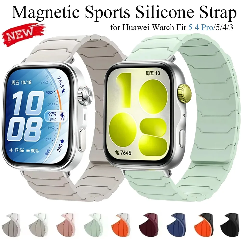 Magnetisches Sport-Silikonarmband für Huawei Watch Fit 5 Pro/5/4/3 Austauschbares Armband für Huawei Watch Fit 5/Fit 4 Pro