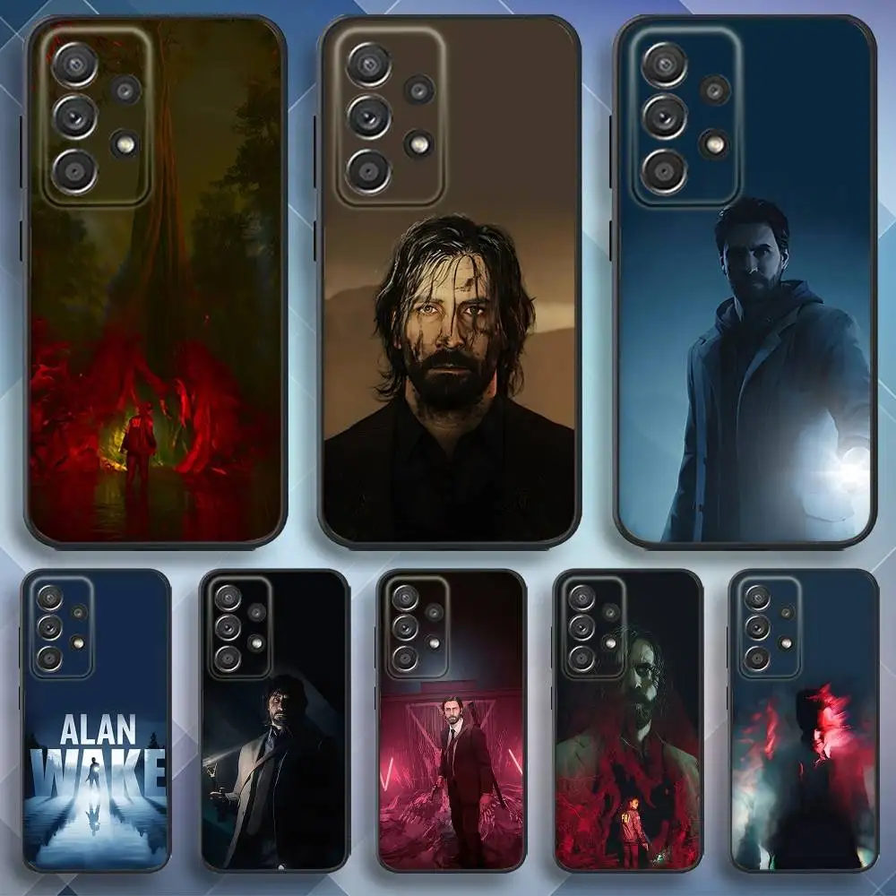 حافظة هاتف Game A-Alan Wake 2 لهاتف سامسونج S 25,24,23,22,30,21,10,9,Ultra,Plus,Lite,FE,4,5G حافظة سوداء ناعمة