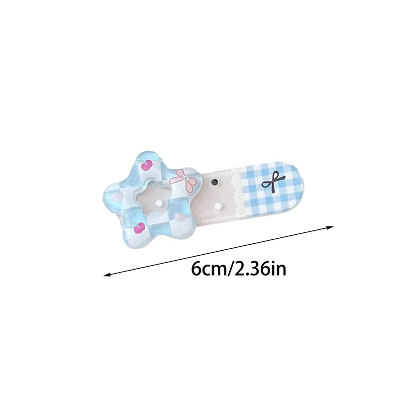 만화 귀여운 별 아크릴 헤어 클립, 여자 달콤한 머리핀, 사이드 앞머리 클립, 바레트, 다목적 헤어 액세서리 선물, 1 개