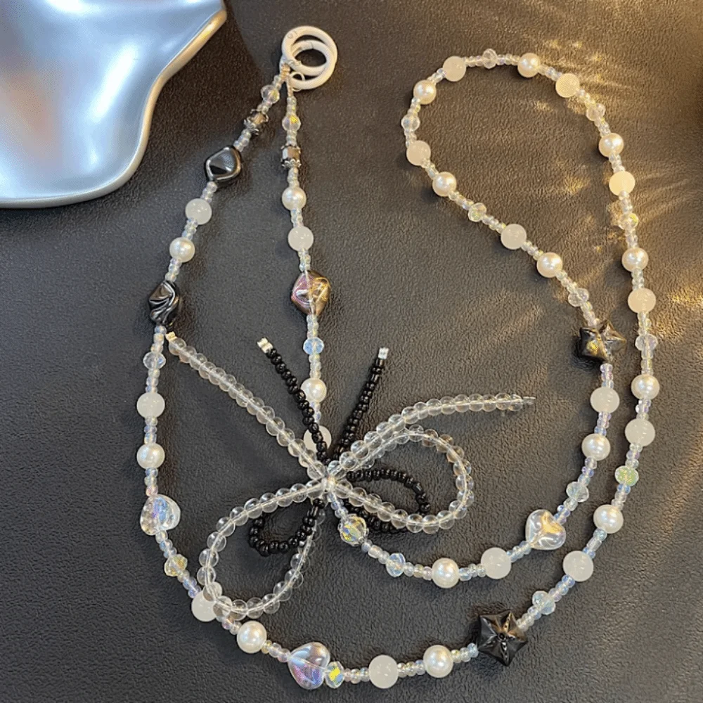 

Pearl Beads Phone Lanyard Bowkont Anti Loss Beaded Phone Chain Sweet Bag Chain Mobile Phone Crossbody Strap Mobile Phone Pendant