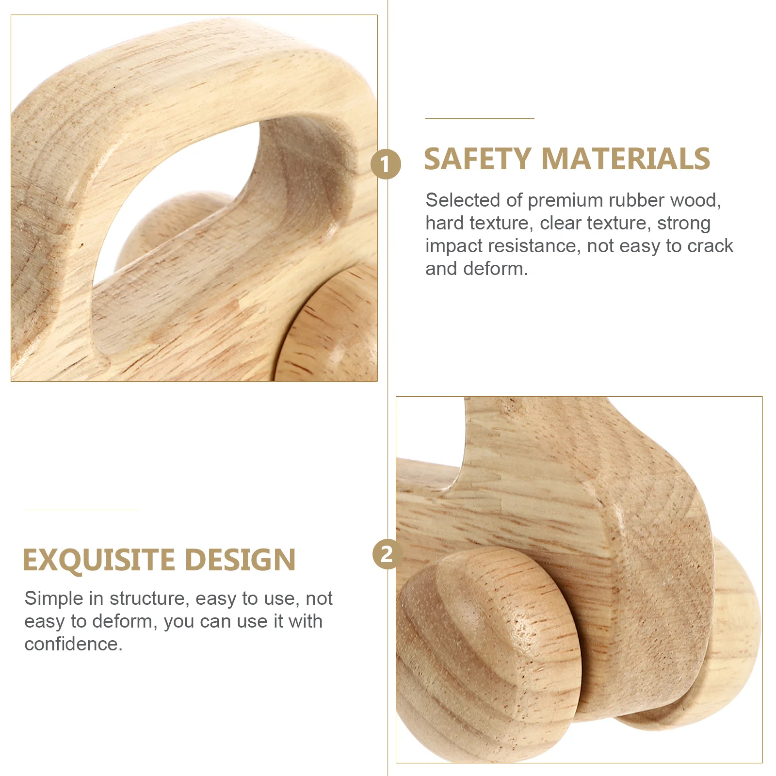 Toddler Wooden Push Car Premium Rubber Wood Infant Vehicle Development Sensory Baby Grasping Car Baby Chewing Wooden Cars