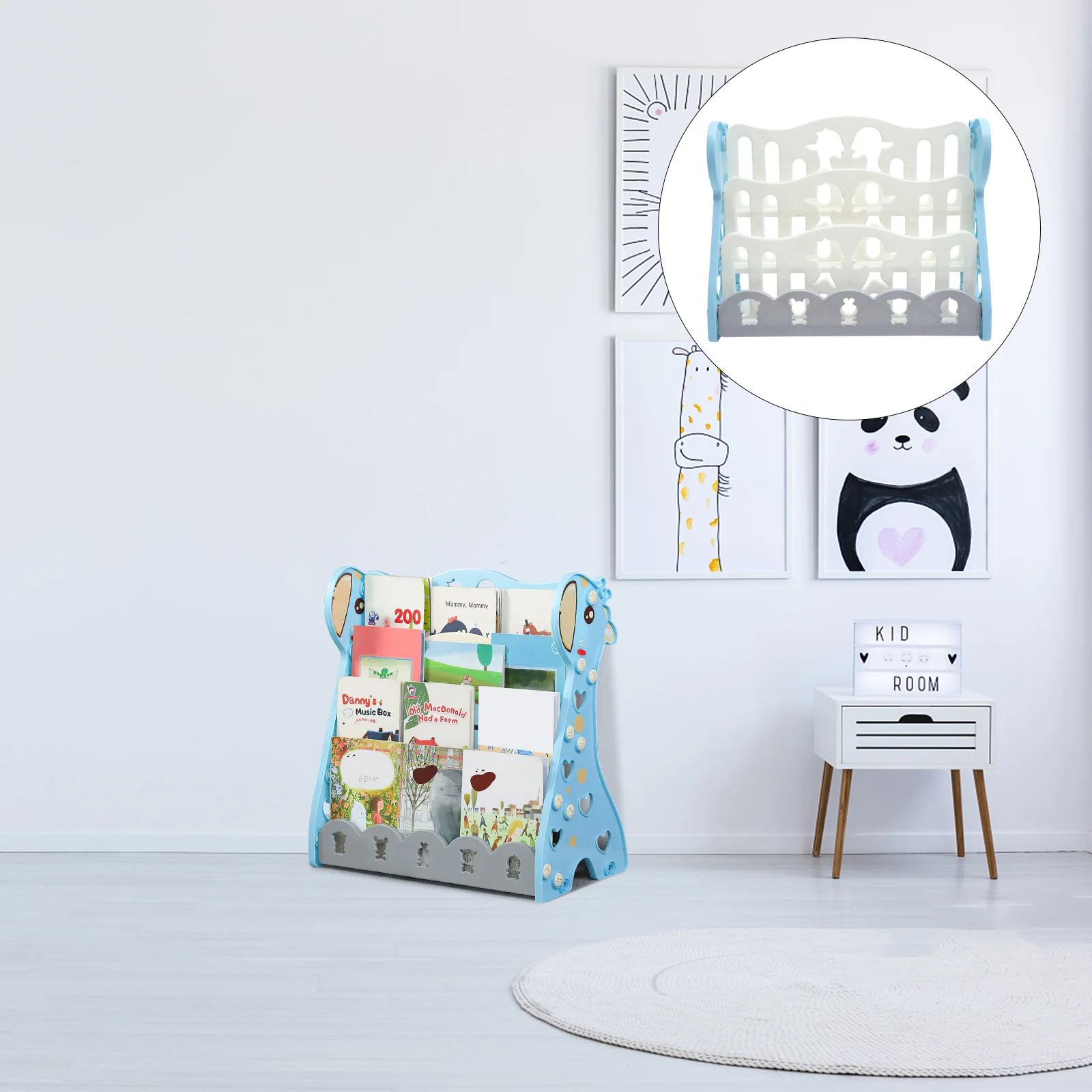 Children's Kindergarten Bookshelf Kids Bookcase Storage Desktop Rack Home Stand School Racks