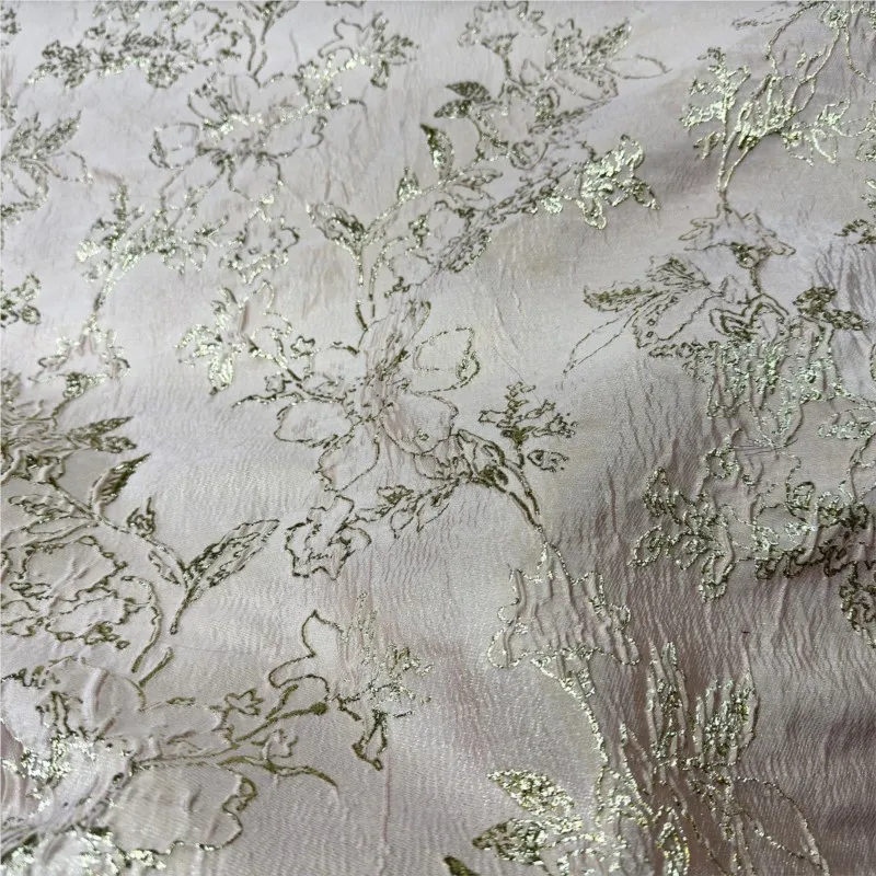 골드 실크 자카드 퍼포먼스 드레스 원단 퍼프 스커트 엠보싱 3D 짙은 패턴 패션