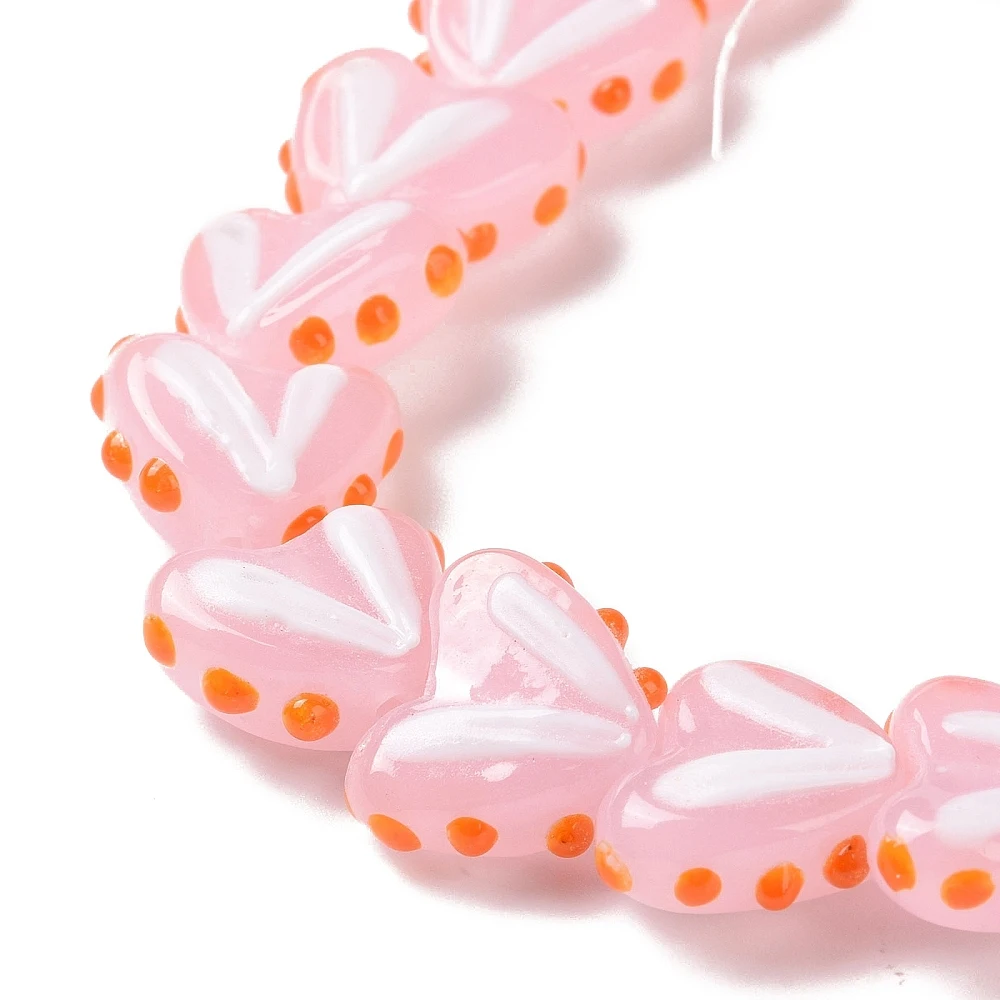 PandaHall 1 Strang handgefertigte Lampwork-Herzperlen, 14-17x16,5-17x6,5-7mm, 38cm Länge für DIY Halsketten- und Armbandherstellung – Detail 16