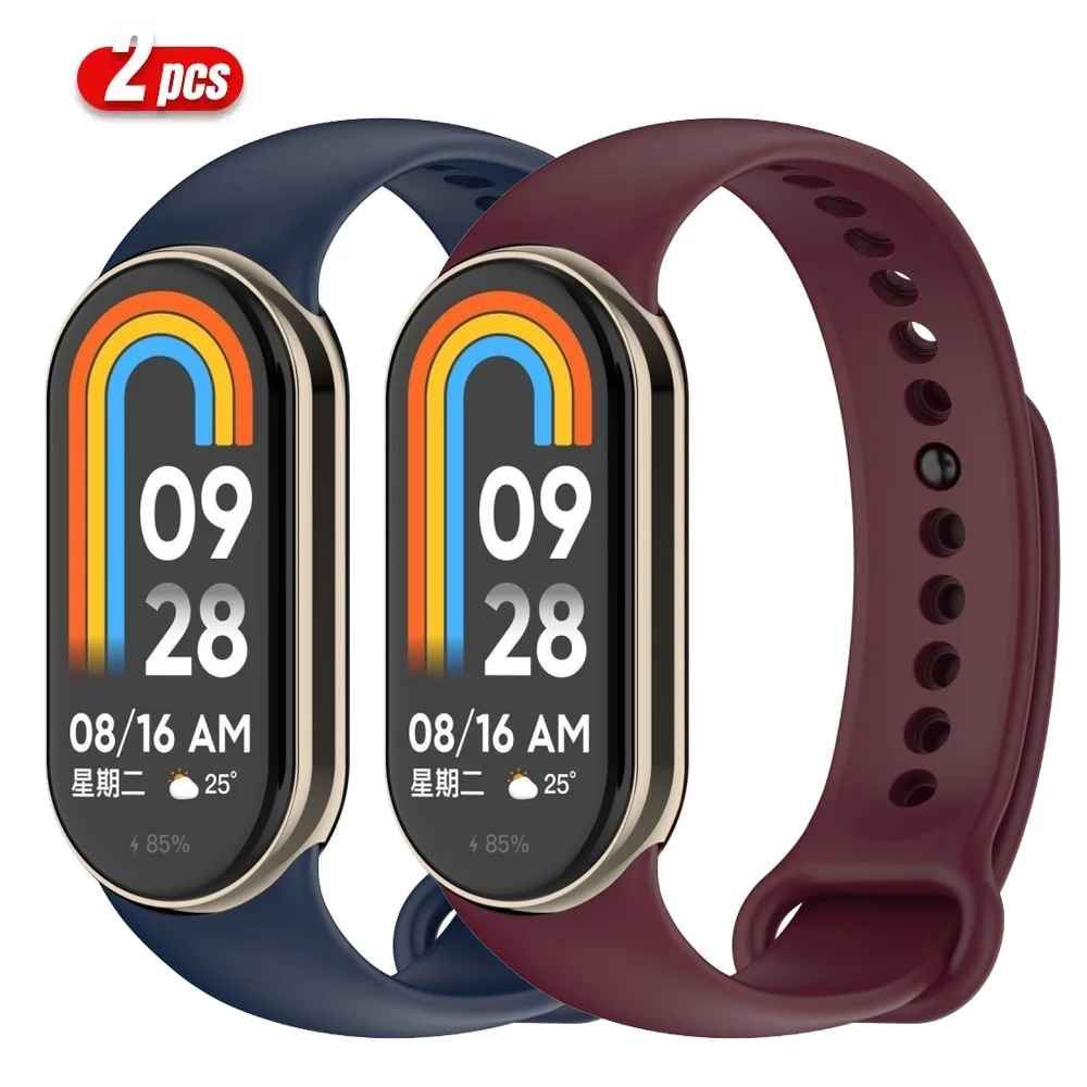 2PCS Sport Strap For Xiaomi Mi band 8-9 NFC Replacement miband 9/8 silicone Bracelet waterproof Watchbands smart mi band9 correa