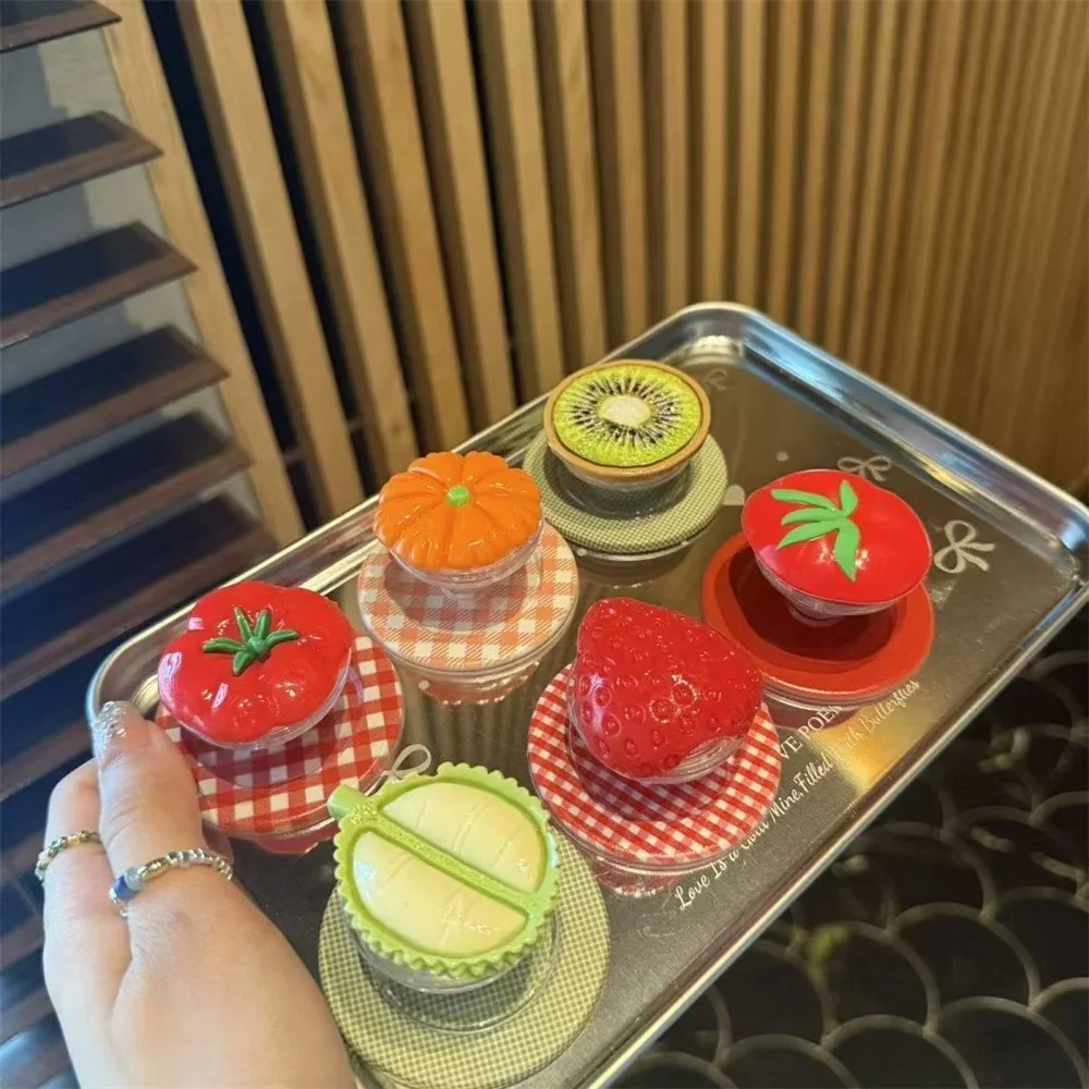 

Korean Cute 3D Durian Strawberry Tomato for Magsafe Griptok Holder Phone Finger Ring Stand Support for IPhone 17 16 Girl Bracket