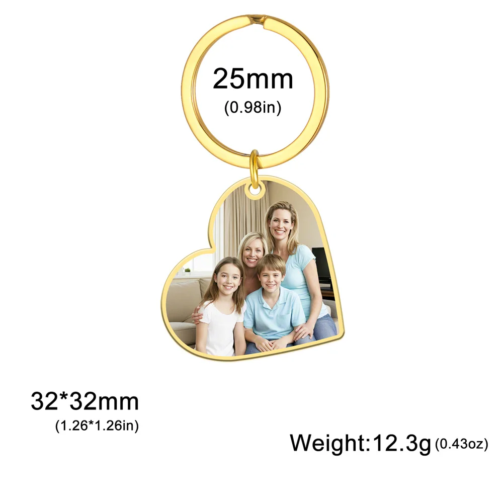 Benutzerdefinierter Foto-Schlüsselanhänger aus Edelstahl, rechteckig, Herzform, personalisiertes Bild, Schlüsselanhänger, Schmuck, Valentinstagsgeschenk – Detail 31