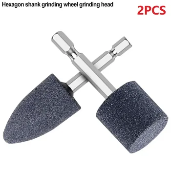 2 ชิ้นหัวขัดหัวล้อ Hex Shank Abrasive Mounted Stone สําหรับโรตารีไฟฟ้าบดหินล้อ