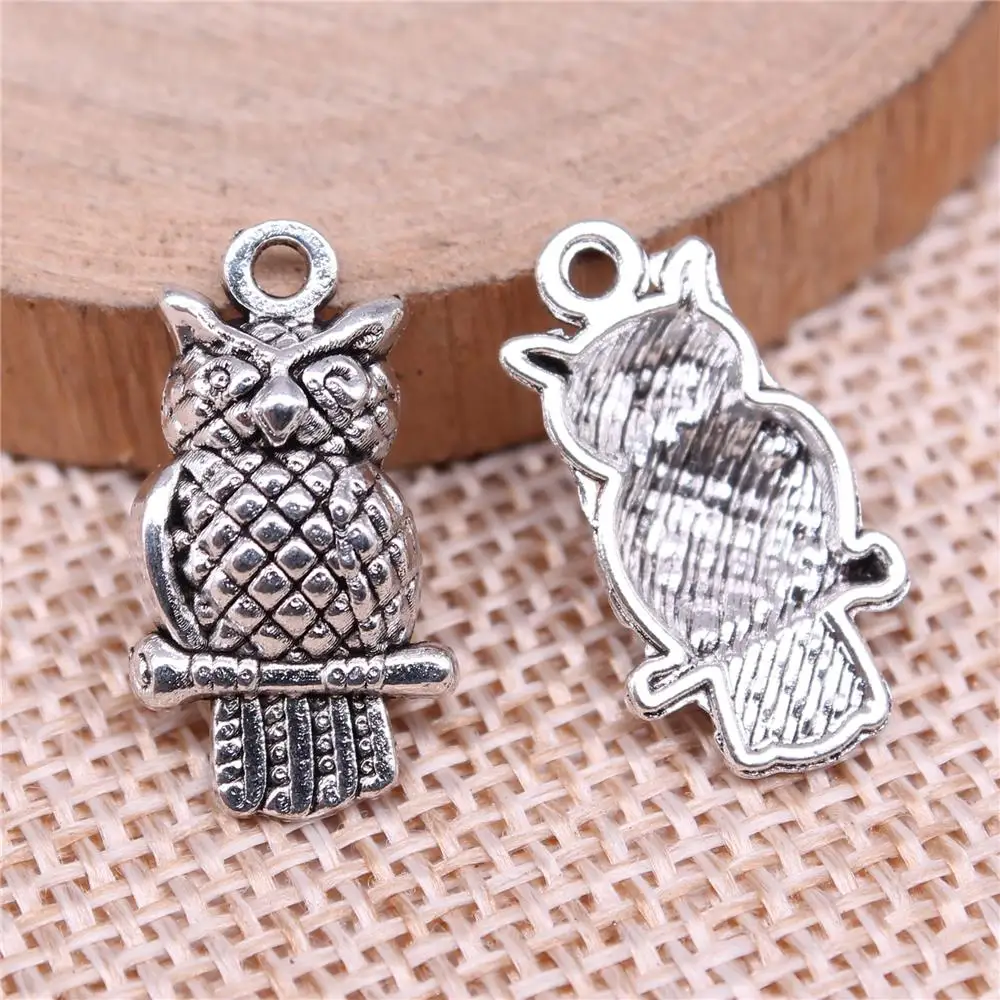 WYSIWYG 20pcs Charms 21x11mm Owl Charms For Jewelry Making DIY Jewelry Findings Antique Silver Color Alloy Charms Pendant