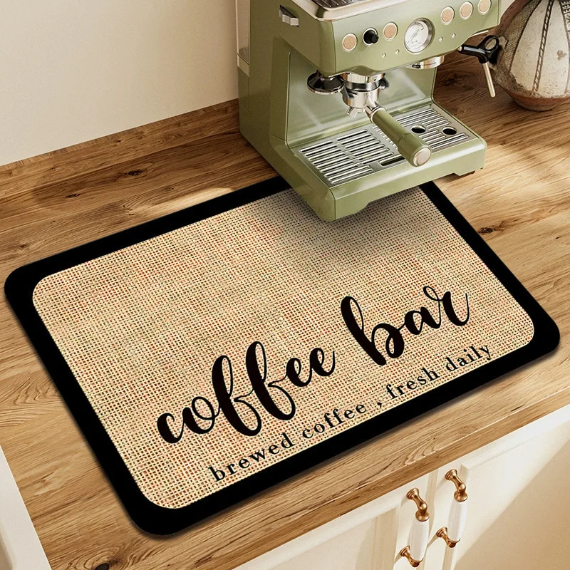 Saugfähige Kaffeematte, hitzebeständig, rutschfest, Bartheke, Untersetzer für Teetasse, Wasserablauf und Küchenschutzpolster