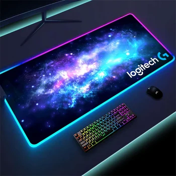 로지텍 마우스 패드 LED 매트, 게이머 카펫, 고무 게임 액세서리, 사용자 정의 크기, 컴퓨터 네온 마우스 패드, RGB 조명
