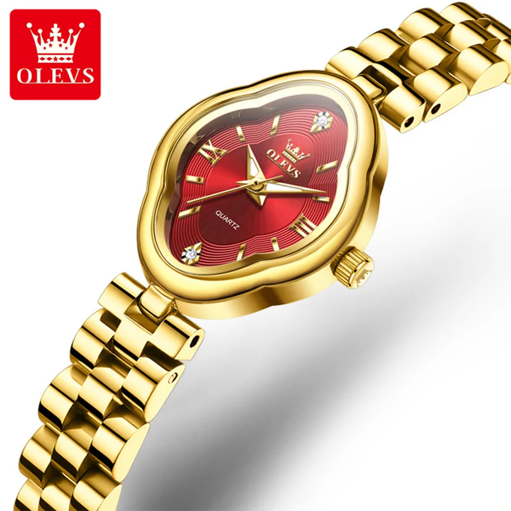 ساعة OLEVS أنيقة للسيدات سوار ذهبي فاخر من الفولاذ المقاوم للصدأ كوارتز ساعات نسائية مقاومة للماء ساعات معصم نسائية Reloj