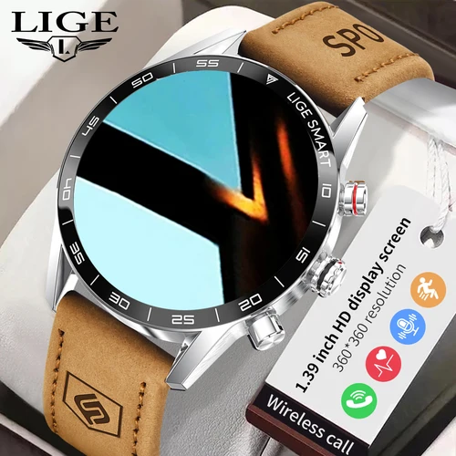 LIGE, nuevos relojes inteligentes para hombres, pantalla HD de 1,39 pulgadas, llamada Bluetooth, reloj deportivo resistente al agua, Monitor de ritmo cardíaco saludable, reloj inteligente para hombres 2024