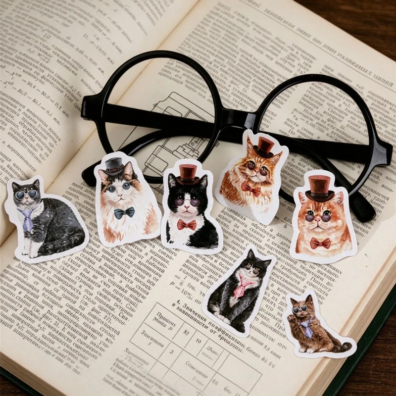 46Pcs Kawaii Cat Daily Life Stickers Diary Mini Cute Box Stickers Set Scrapbook Diary Stationery Decoration Collage