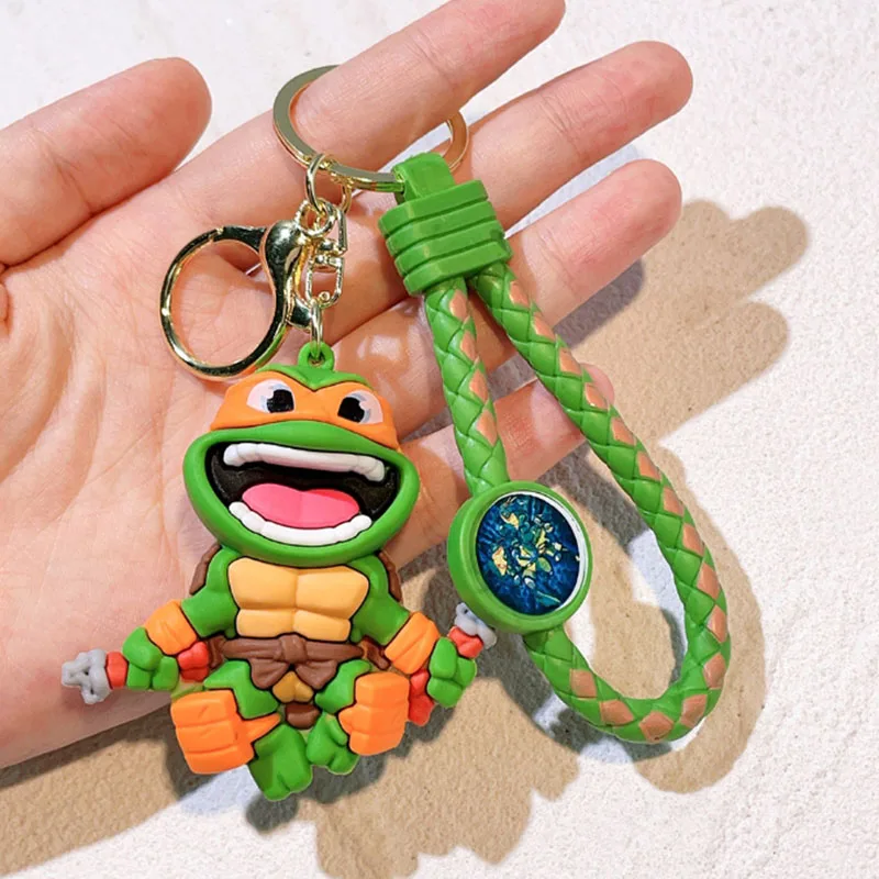 Anime Ninja Turtle Figure Keychain Teenage Mutant Ninja Turtles Raphael Donatello Doll Keyring Car Key Bag Ornament Gift