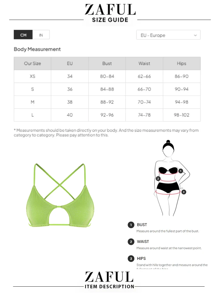 ZAFUL Metaliczny, brokatowy top od bikini i teksturowany, bezczelny dół od bikini