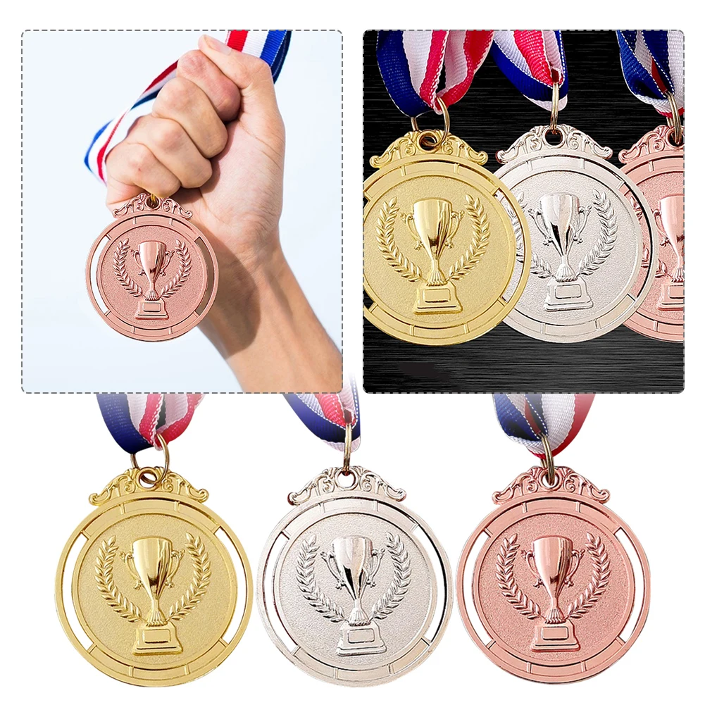 3Pcs Gold Silver Bronze Medal Set Winner Medals 2 Inch Sports Rewards Zinc Alloy Class Rewards for Sports School Competition