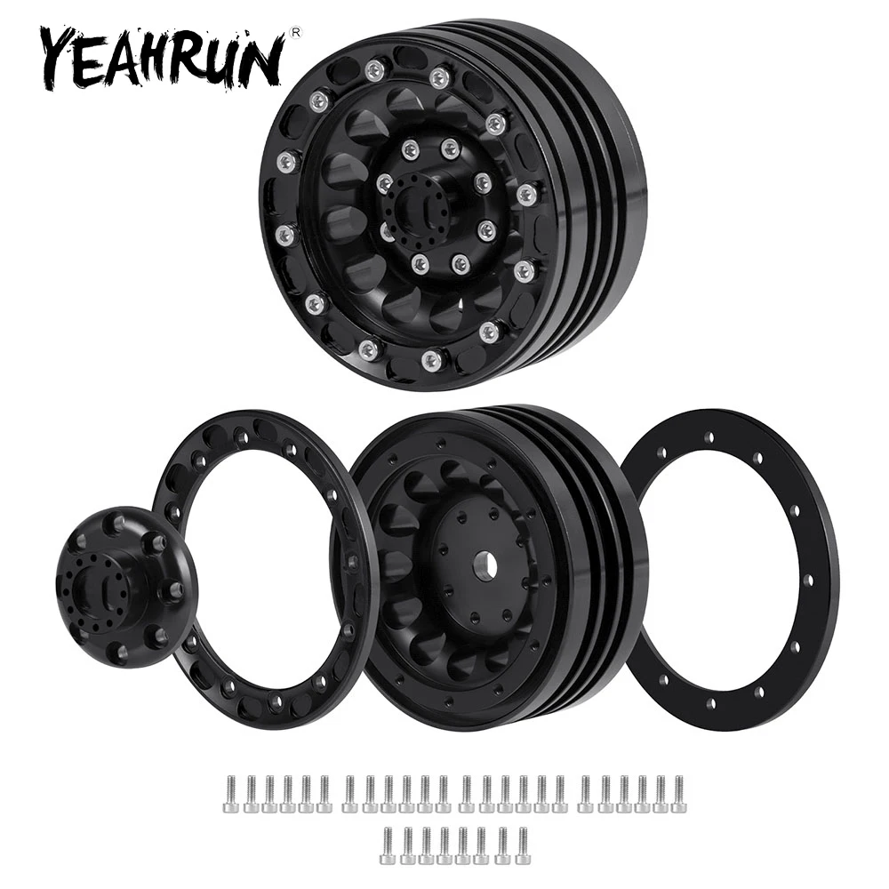 YEAHRUN-bujes de llanta de aleación de Metal, ruedas Beadlock de 1,9 pulgadas para Axial SCX10 Tamiy CC01 D90 1:10 RC Crawler Car Truck, piezas de actualización