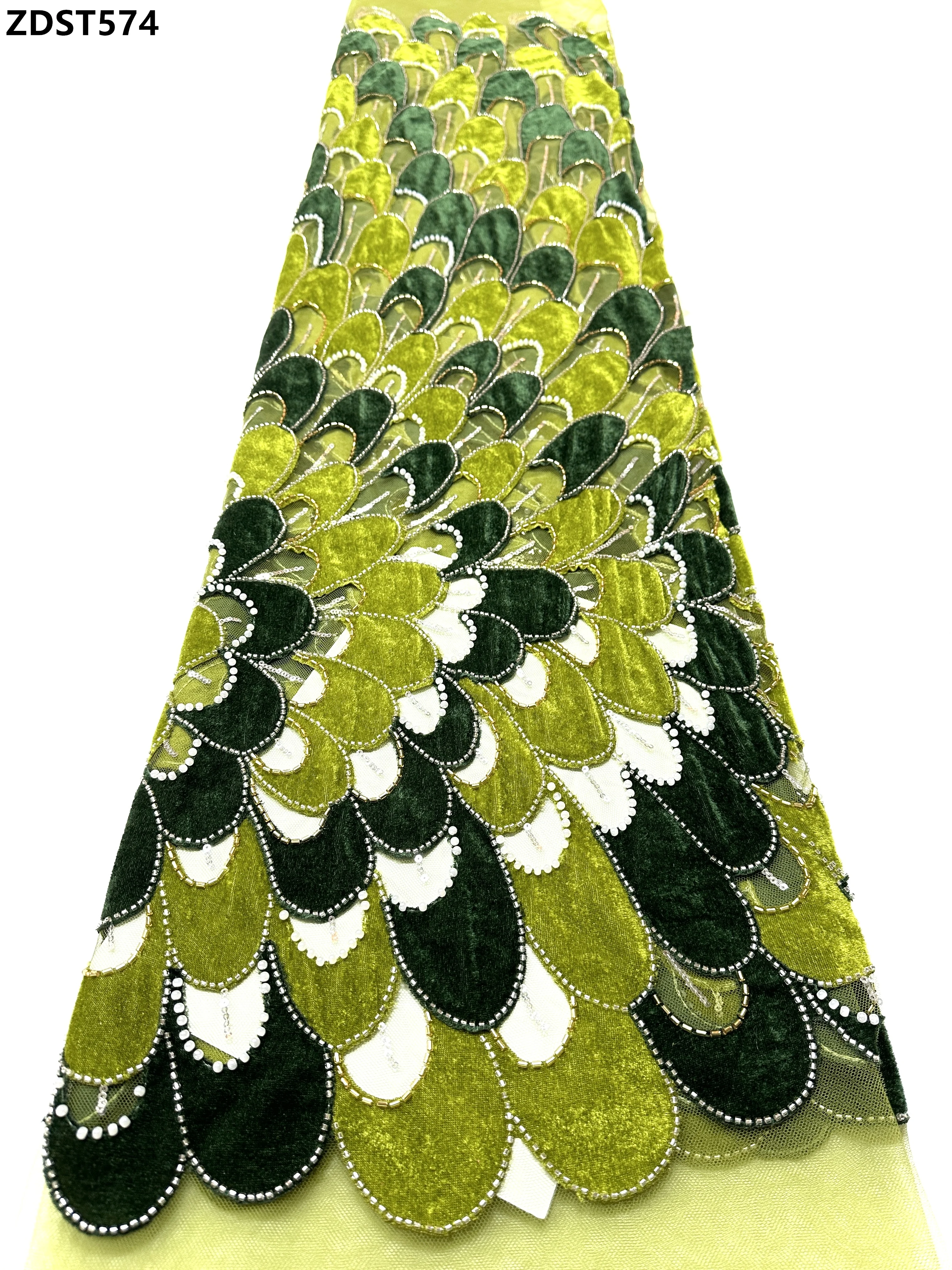 5Yards Mix Color Party Dress Material Embroidery Wedding Fabric African Bridal Party Beaded Tulle Lace Fabric Beaded Lace