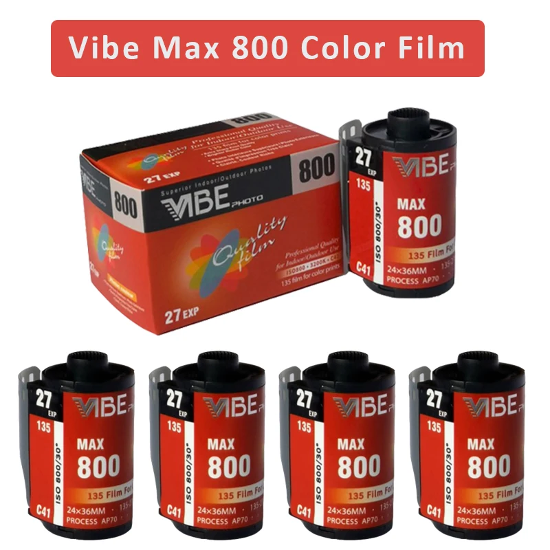 5Roll/6Roll/10Roll VIBE Max 800 Color film ISO 800 135 Negative film 27EXP/Roll for VIBE 501F Camera（Expiration Date: May 2024）