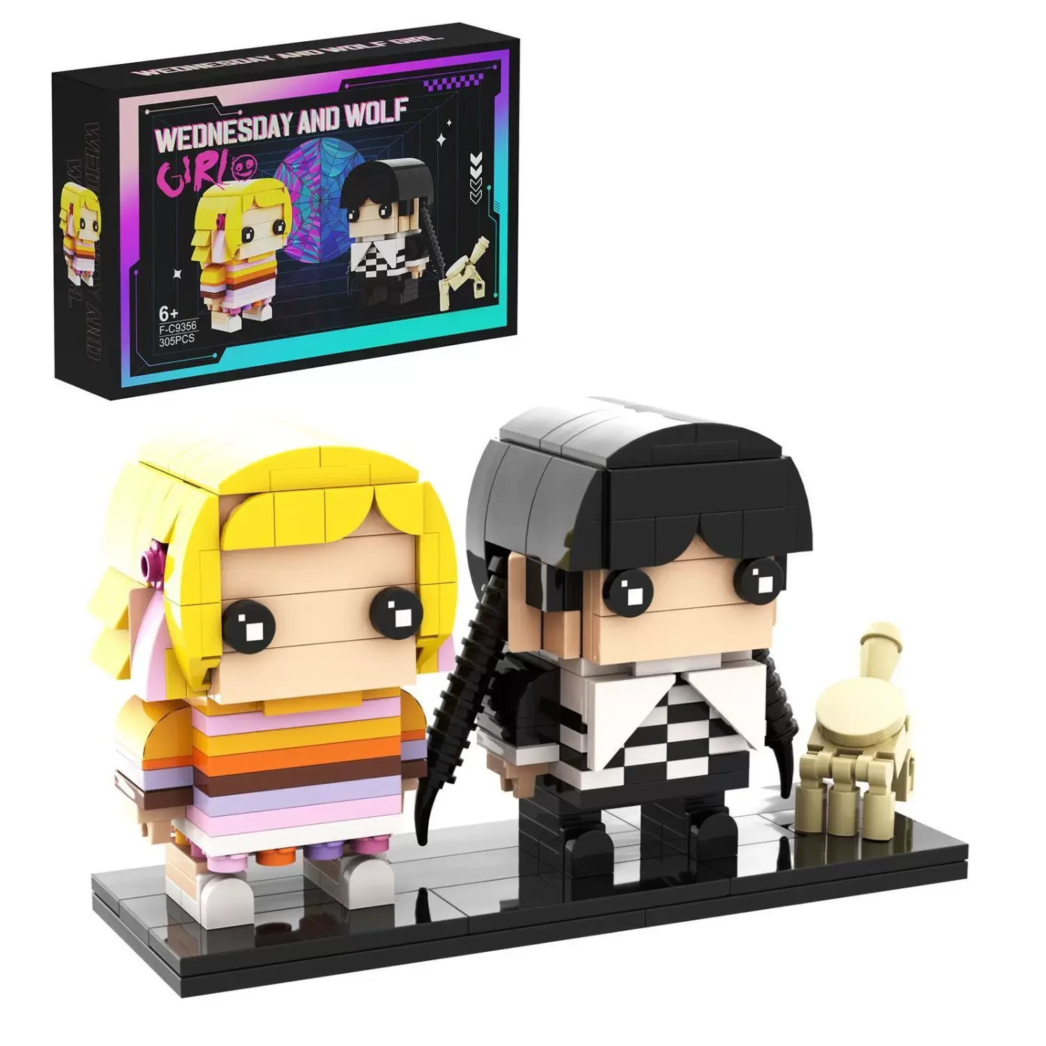 MOC Ideas Teufelshand-Wolfmädchen Wednesday Addams und Enid Film-Actionfiguren Bricks Headz Sets Bausteine Kinderspielzeug Geschenk