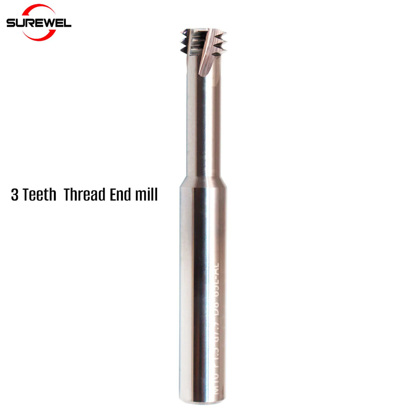 

SUREWEL ЧПУ DLC-покрытие Концевые фрезы с твердосплавной резьбой Фрезы M1.2 M1.4 M2.5 Трехзубчатые резьбовые концевые фрезы Расточные фрезы с ЧПУ
