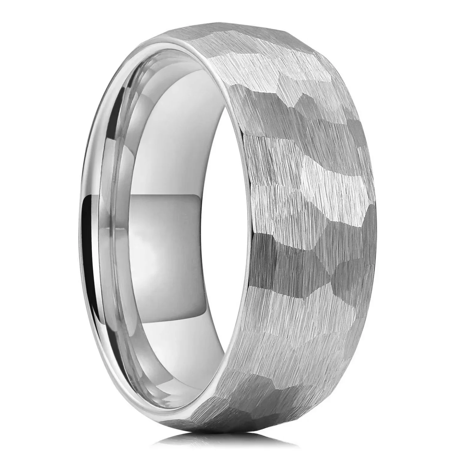 Schwarzer Paarring aus gebürstetem Edelstahl, modisch, gehämmerte, facettenreiche Titanringe für Männer und Frauen, Hochzeit, Verlobung, Schmuck