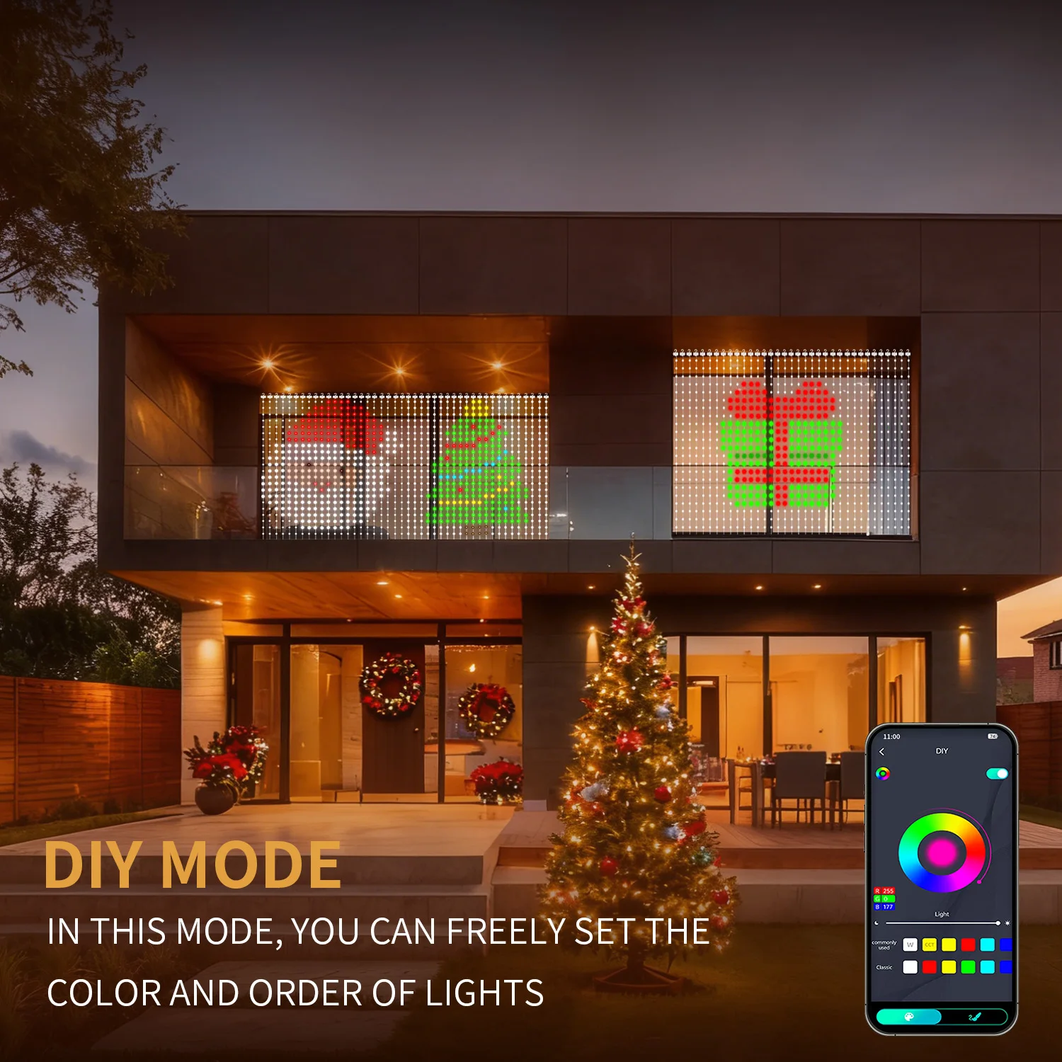 

Светодиодная гирлянда с управлением через приложение - 400 светодиодов, питание от USB, синхронизация с музыкой, RGB-подсветка, умные светильники для занавесок DIY |