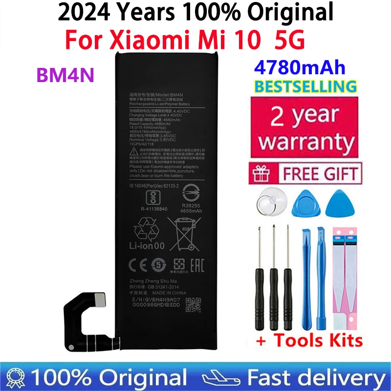 2024 Years 100% Original Replacement Battery BM4M BM4N For Xiaomi Mi 10 Pro 5G 10Pro Mi10 5G bateria Batteries Fast Shipping