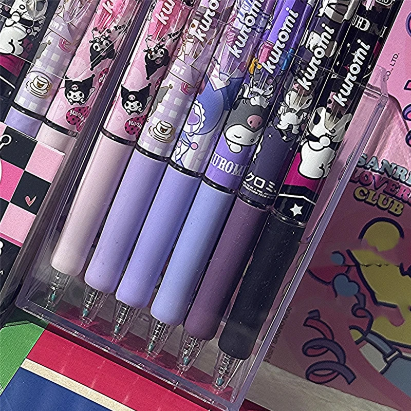 Sanrio-Bolígrafo de Gel de Hello Kitty, 6 piezas, 0,5mm, tinta negra, neutro, suministros de oficina y escuela para estudiantes, regalo de papelería