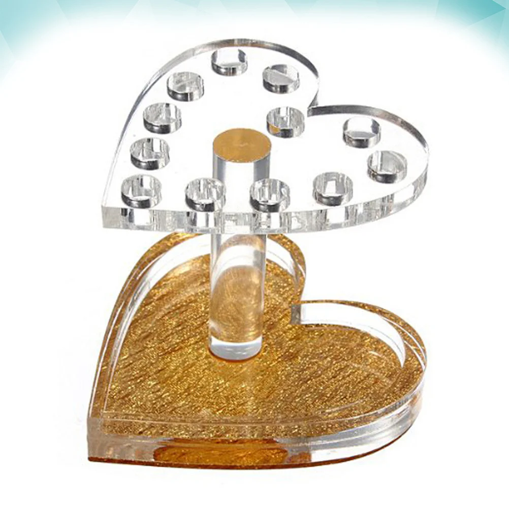 حامل أدوات تزيين الأظافر على شكل قلب، ذهبي شفاف، متين، محمول، سهل الاستخدام يمنع الفوضى، فرش غير منظمة #5