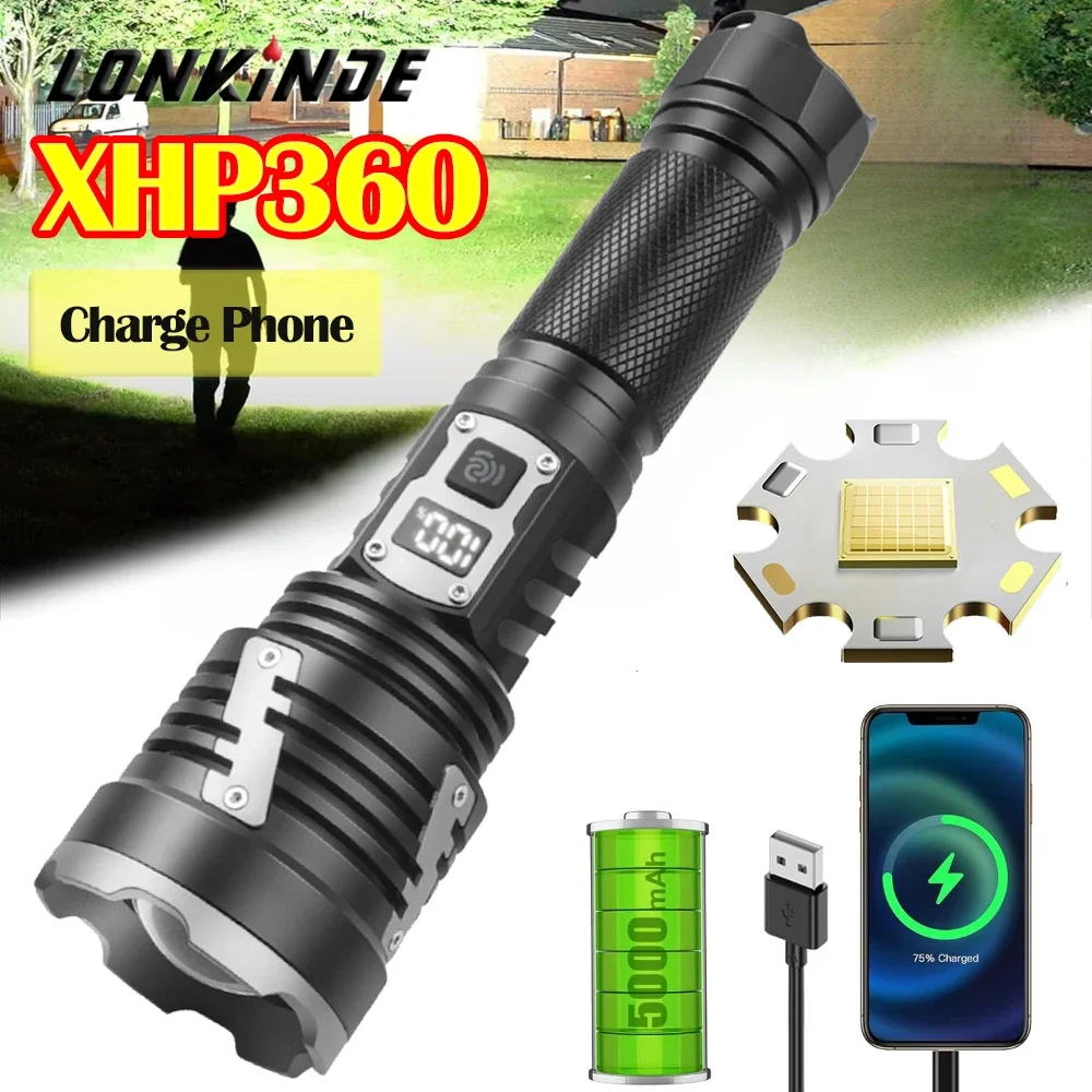 Powerful Led Flashlights 100000lm Ultra Powerful Torch Lamp 36Cores XHP360 Rechargeable Flashlight Strong Power Tactical Lantern