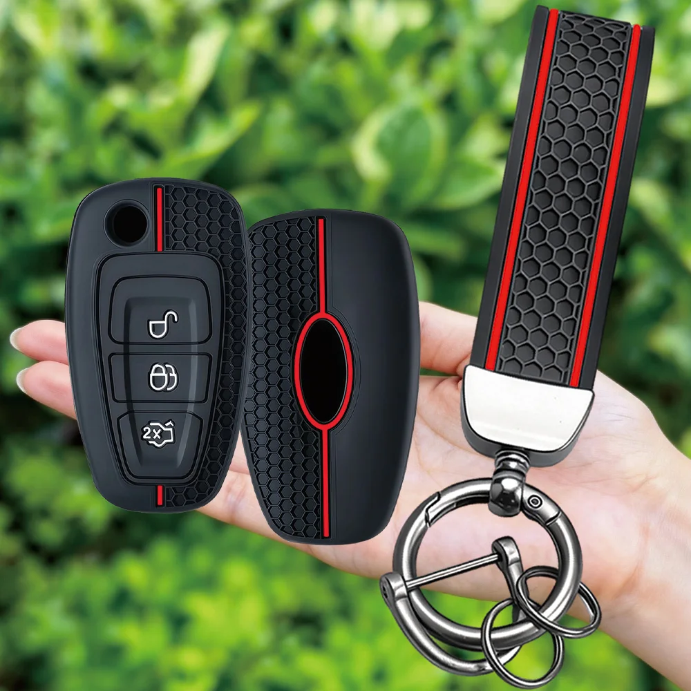 Silicone Key Protection For Ford Ranger C-Max S-Max Focus Galaxy Mondeo Transit Tourneo Custom Car Key Case Cover Holder