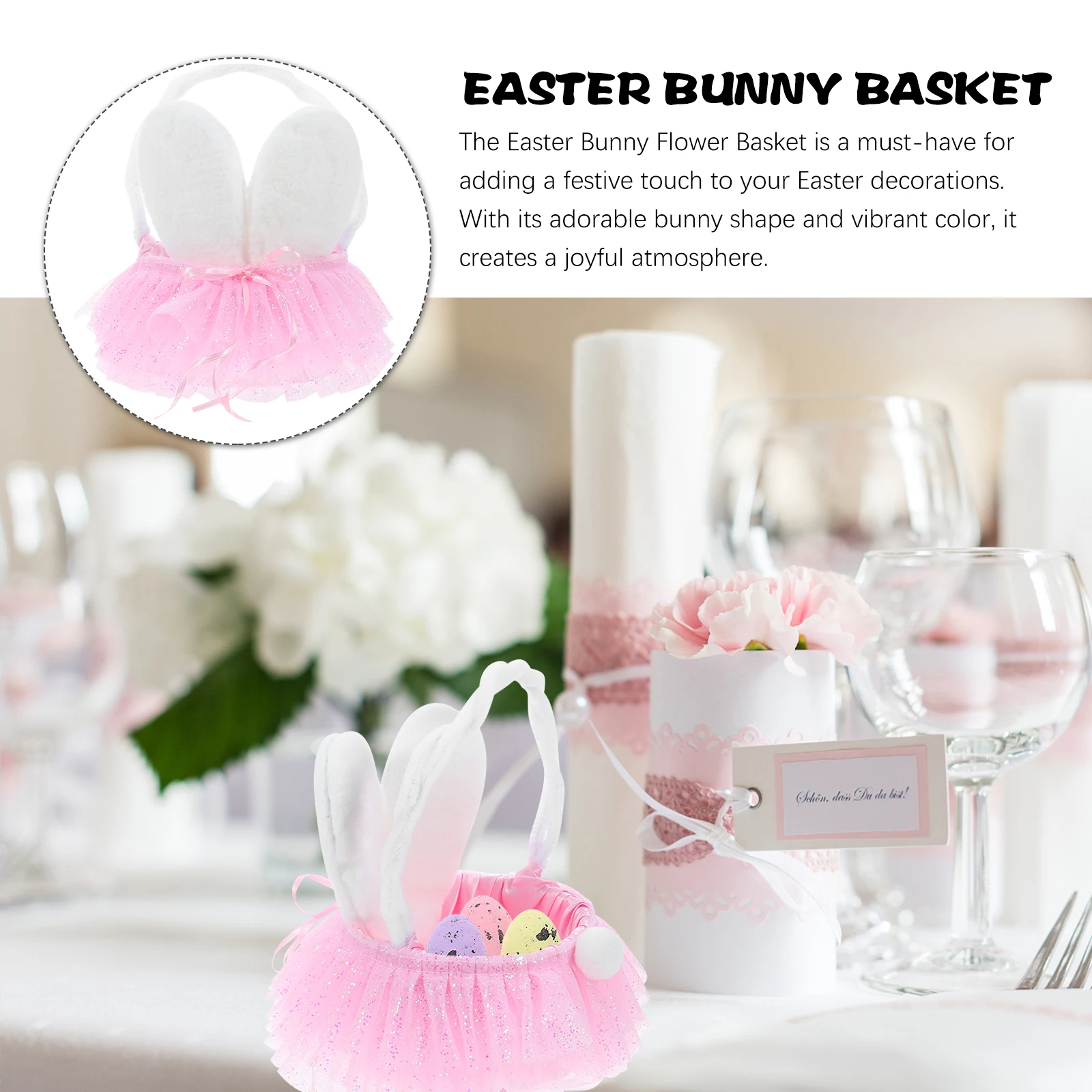 

Adorable Easter Bunny Flower Basket With Handle Multi-Use Storage Basket For Candies Lightweight Durable Spacious Organizer