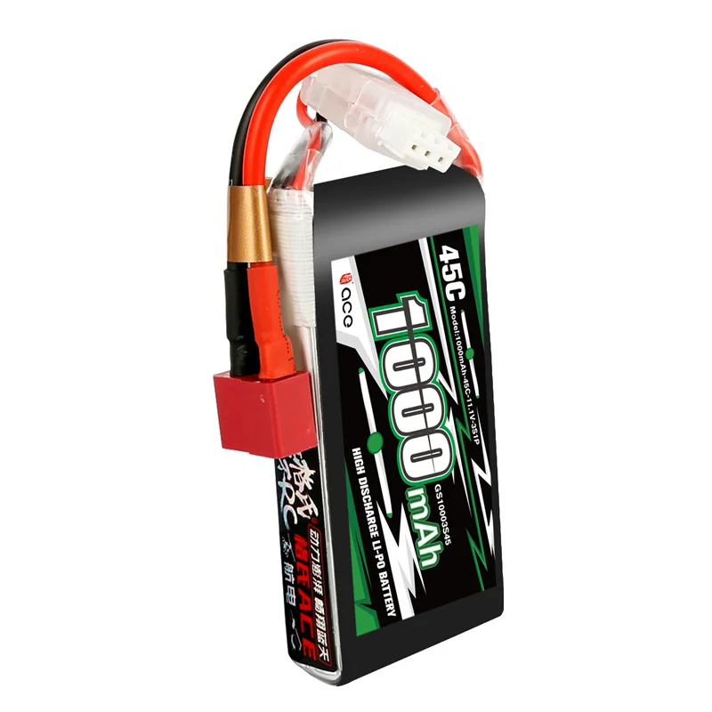 Gens ace RFLY 1000mAh 2S 3S 7.4V 11.1V 45C Lipo Battery with Dean T Plug for Traxxas Boat Heli Fixed Wing Drone Plane Car