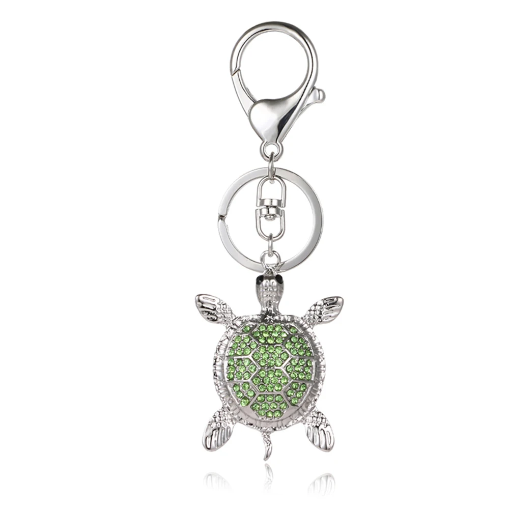 TOGORY Enamel Tortoise HandBag Pendant Crystal Keyrings Keychains For Car Women Purse Bag Buckle Party Gift Key chains Holder