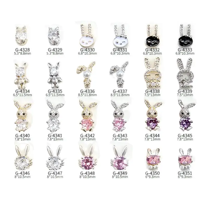 

2PCS Glitter Luxury Zircon Rabbits Colorful Crystal Full Diamonds Alloy Nail Art Rhinestones Jewel Decorations Manicure Charms