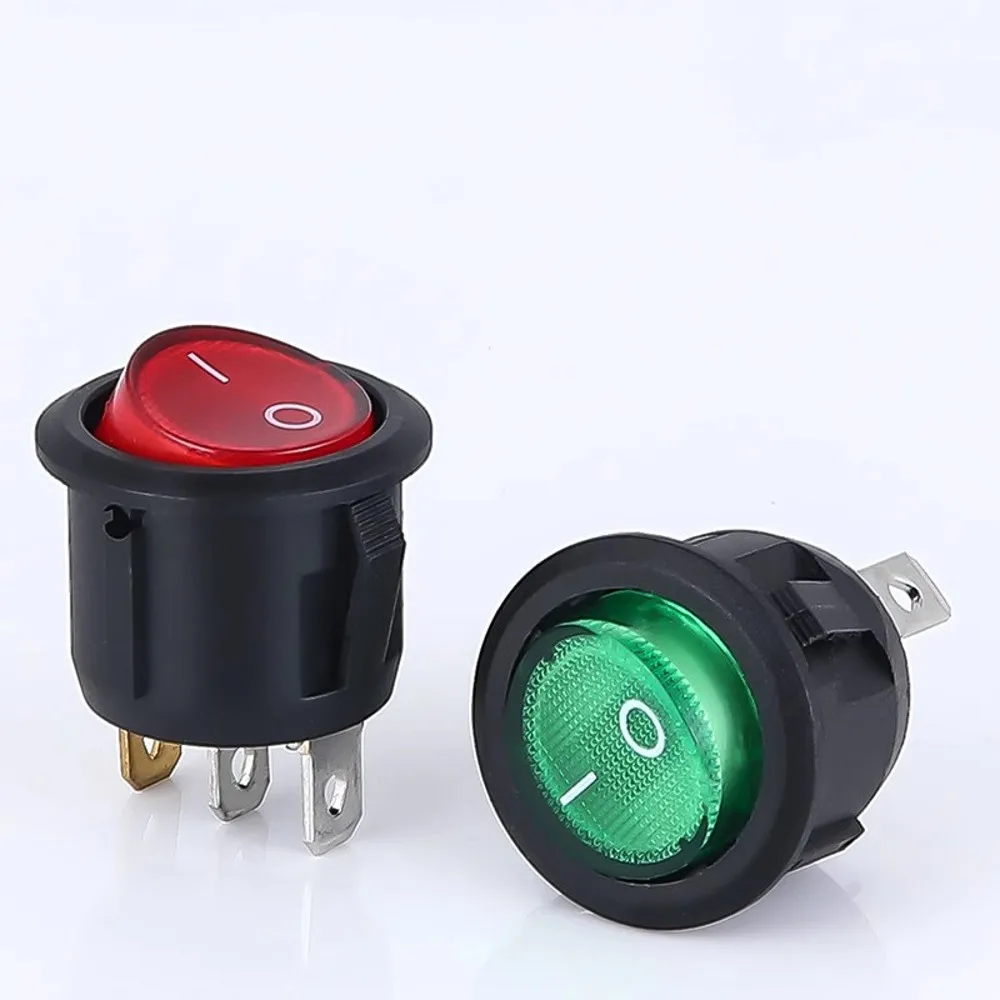 100 Stück EIN/AUS Runder Wippschalter LED-Beleuchtet Auto-Armaturenbrett Boot Van 12V KCD1 20MM 6A 250V / 10A 125V 2/3/4-PIN Schalter – Detail 8