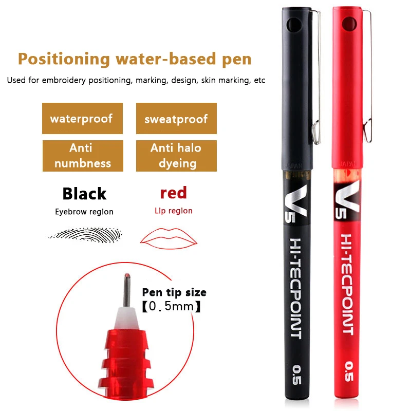 

Temporary Tattoo Black Red Microblading Skin Marker Pen Tattoo Skin Scribe Pen Permanent Makeup Waterproof Eyebrow Lip Supplies