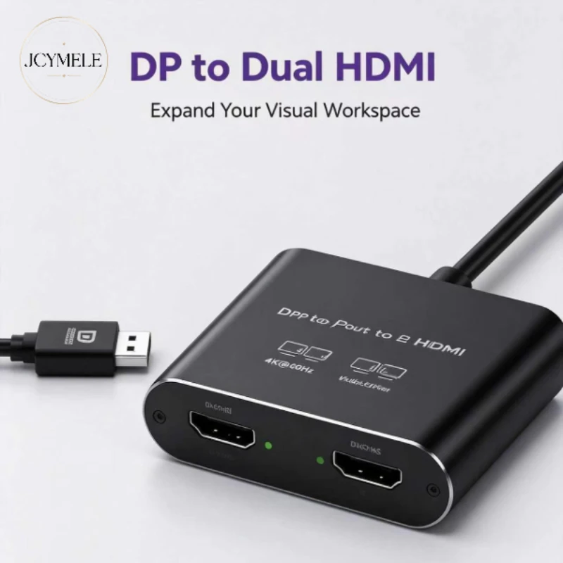 4K@120Hz Displayport Splitter 1 In 2 Out Dual Monitors HDMI 4K@60Hz Extended Display Supports Windows Vista Linux Mac JCYMELE
