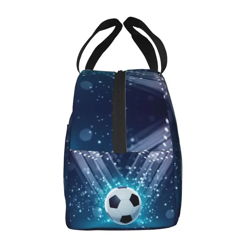 Football Stadium Soccer Ball Pattern Lunch Bag Women Warm Cooler Insulated Lunch Box for School Work Food Picnic Tote Bags